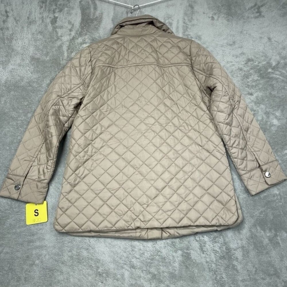 Anne Klein Womens Quilted Tan Jacket Small Lightweight Snap Front d0473 - Picture 9 of 10